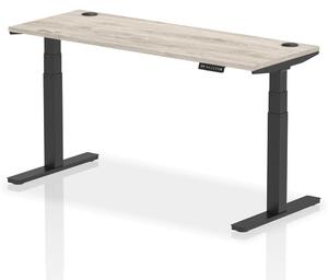 Troy 160cm Wooden Adjustable Laptop Desk With Black Legs In Grey Oak