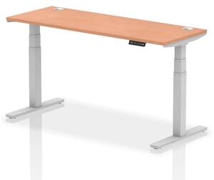 Troy 160cm Wooden Adjustable Laptop Desk With Silver Legs In Beech
