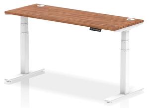 Troy 160cm Wooden Adjustable Laptop Desk With White Legs In Walnut