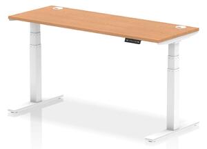 Troy 160cm Wooden Adjustable Laptop Desk With White Legs In Oak