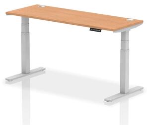Troy 160cm Wooden Adjustable Laptop Desk With Silver Legs In Oak