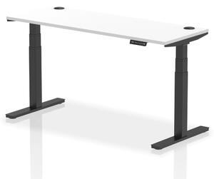Troy 160cm Wooden Adjustable Laptop Desk With Black Legs In White