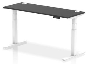 Troy 160cm Wooden Adjustable Laptop Desk With White Legs In Black