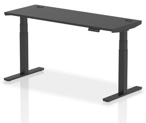 Troy 160cm Wooden Adjustable Laptop Desk With Metal Legs In Black