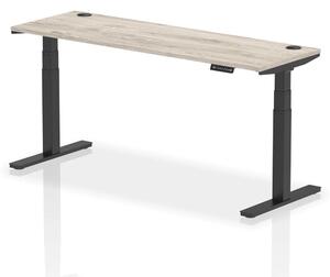 Troy 180cm Wooden Adjustable Laptop Desk With Black Legs In Grey Oak