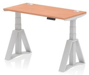 Troy 120cm Wooden Adjustable Laptop Desk With Silver Foot In Beech
