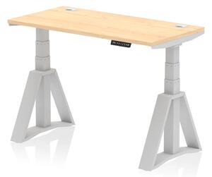 Troy 120cm Wooden Adjustable Laptop Desk With Silver Foot In Maple