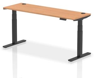 Troy 180cm Wooden Adjustable Laptop Desk With Black Legs In Oak