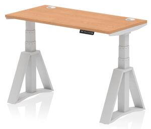 Troy 120cm Wooden Adjustable Laptop Desk With Silver Foot In Oak