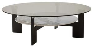 Ithaca Grey Glass Top Coffee Table With White Ceramic Undershelf