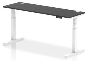 Troy 180cm Wooden Adjustable Laptop Desk With White Legs In Black