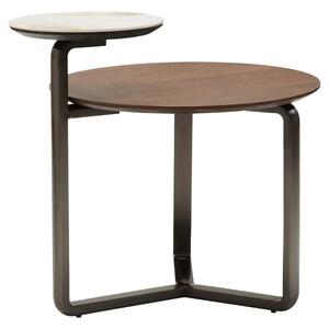 Ithaca Wooden Nesting Coffee Table In Brown And White Marble Effect