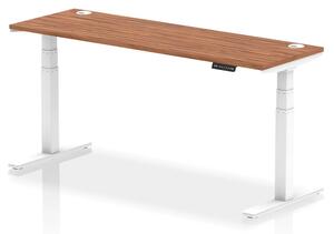 Troy 180cm Wooden Adjustable Laptop Desk With White Legs In Walnut