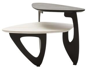 Ithaca Small Ceramic Top Nesting Coffee Table In Grey And White