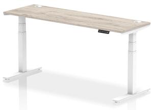 Troy 180cm Wooden Adjustable Laptop Desk With White Legs In Grey Oak