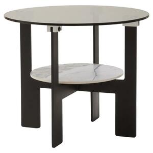 Ithaca Tall Grey Glass Top Coffee Table With White Ceramic Undershelf