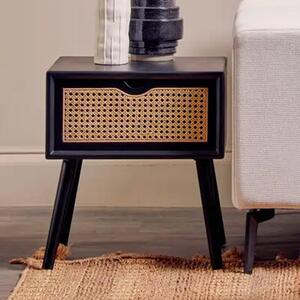 Carolina Wooden Side Table With 1 Drawer In Black And Oak