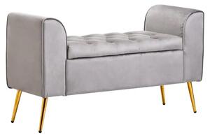 Langston Velvet Storage Ottoman In Grey