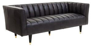 Kalispell Leather 3 Seater Sofa In Black