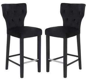 Deadwood Black Velvet Bar Stools In Pair