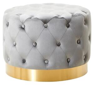 Langston Velvet Stool With Gold Base In Grey