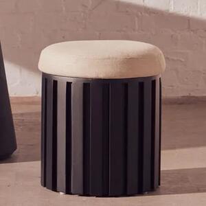 Phoenix Wooden Stool With Fabric Seat In Black
