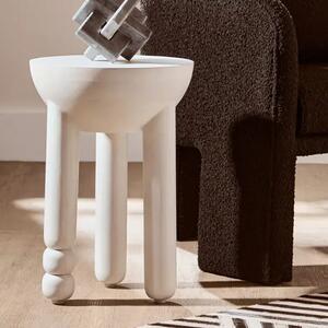 Walhalla Wooden Column Round Side Table In White