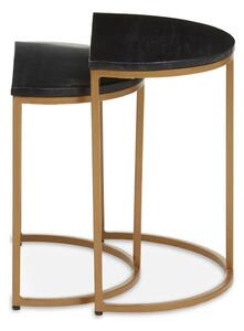 Valrico Black Marble Top Nest Of 2 Tables With Gold Frame
