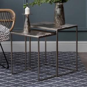 Telluride Metal Nesting Side Tables In Nickel