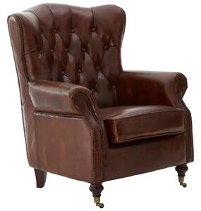 Viroqua Genuine Leather Scroll Armchair In Brown