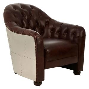 Viroqua Genuine Leather Classic Bedroom Chair In Brown