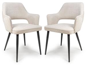 Tipton Natural Fabric Dining Chairs In Pair