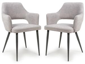 Tipton Pewter Fabric Dining Chairs In Pair