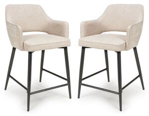 Tipton Natural Fabric Counter Dining Chairs In Pair