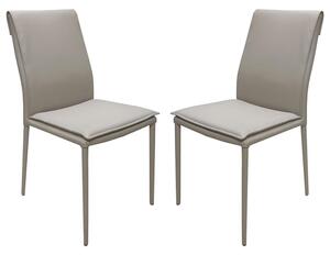 Yrone Mocha PU Leather Dining Chairs In Pair