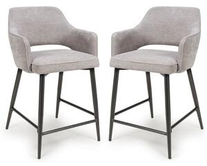 Tipton Pewter Fabric Counter Dining Chairs In Pair