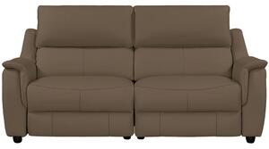 Milun Leather Electric Recliner 3 Seater Sofa In Dark Taupe