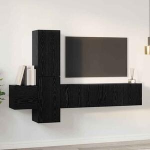 Beaumont 120cm Wooden 5 Piece Entertainment Unit In Black Oak