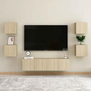 Beaverton 120cm Wooden 6 Piece Entertainment Unit In Sonoma Oak
