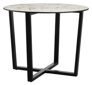 Aldgate Small Wooden Dining Table In White Marble Top