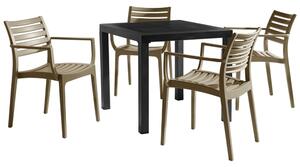Albany Black Wooden Dining Table With 4 Alto Taupe Chairs