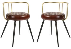 Avondale Red Leather Stools With Metal Legs In Pair