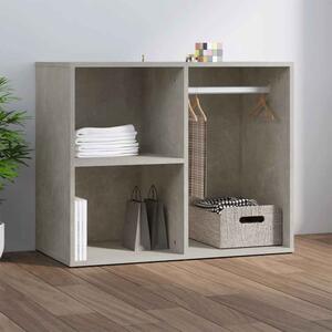 Deion Wooden Clothes Storage With Self In Concrete Grey