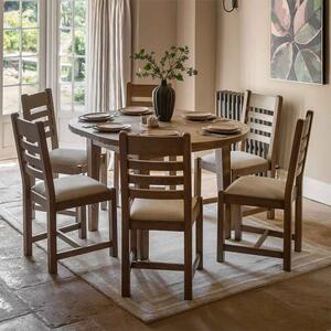 Bethesda Wooden Round Extending Dining Table With 6 Natural Chairs