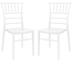 Calhoun Glossy White Polycarbonate Side Dining Chairs In Pair