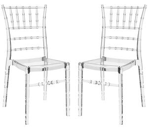 Calhoun Clear Transparent Polycarbonate Side Dining Chairs In Pair