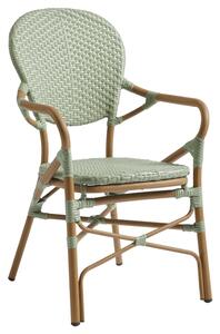 Edinburg Rattan Garden Armchair With Wooden Frame In Pastel Green