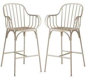 Frisco Retro White Metal Bistro Bar Stools In Pair