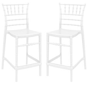 Calhoun Glossy White Polycarbonate Bistro Stools In Pair