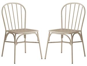 Frisco Retro White Metal Garden Side Chairs In Pair